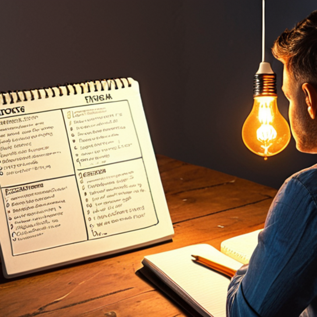 **

*   **Prompt:** Person thoughtfully reflecting, surrounded by lightbulb ideas, notepad with SWOT analysis (strengths, weaknesses), career path options visualized in background, warm lighting, motivational atmosphere.

**