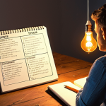 **

*   **Prompt:** Person thoughtfully reflecting, surrounded by lightbulb ideas, notepad with SWOT analysis (strengths, weaknesses), career path options visualized in background, warm lighting, motivational atmosphere.

**