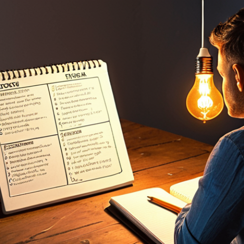 Home 6 **
* **Prompt:** Person thoughtfully reflecting, surrounded by lightbulb ideas, notepad with SWOT analysis (strengths, weaknesses), career path options visualized in background, warm lighting, motivational atmosphere.
**
