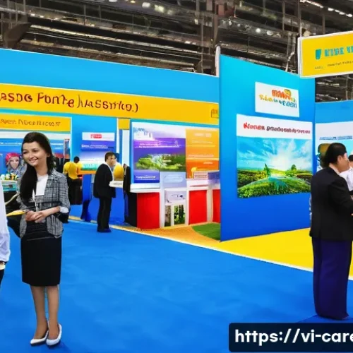Home 32 청년 직업 박람회 - A vibrant Vietnamese job fair scene set in a large indoor venue, featuring diverse young Vietnamese ...