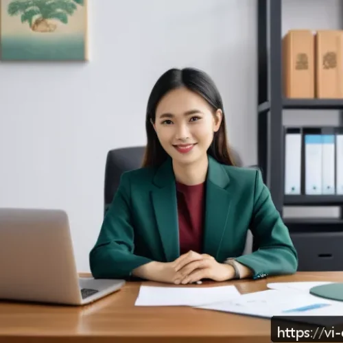 Home 31 전문가 인터뷰 통한 직업 정보 얻기 - A professional Vietnamese woman in her late 20s, dressed in business casual attire with a neat blous...